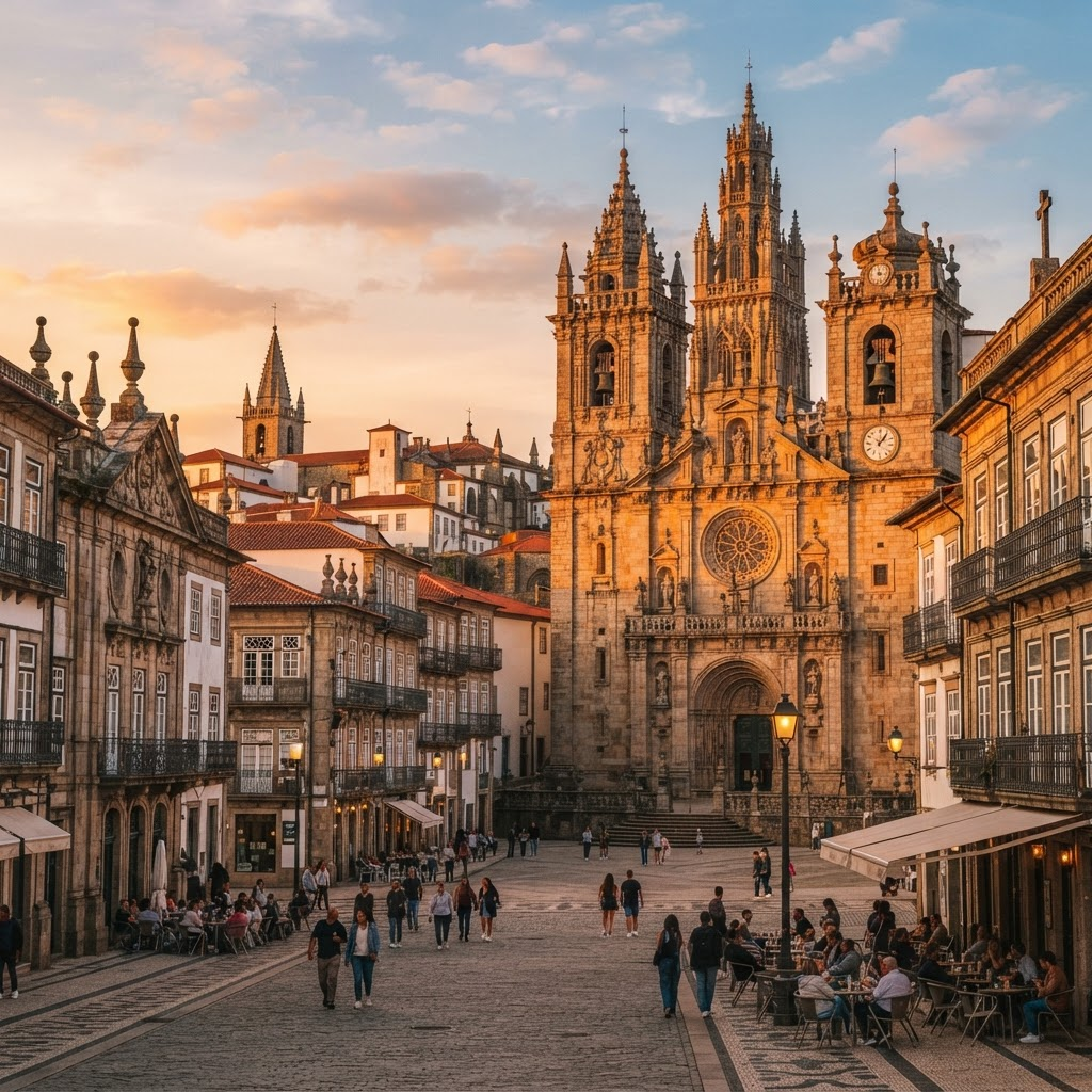 Centro histórico de Braga ao pôr do sol